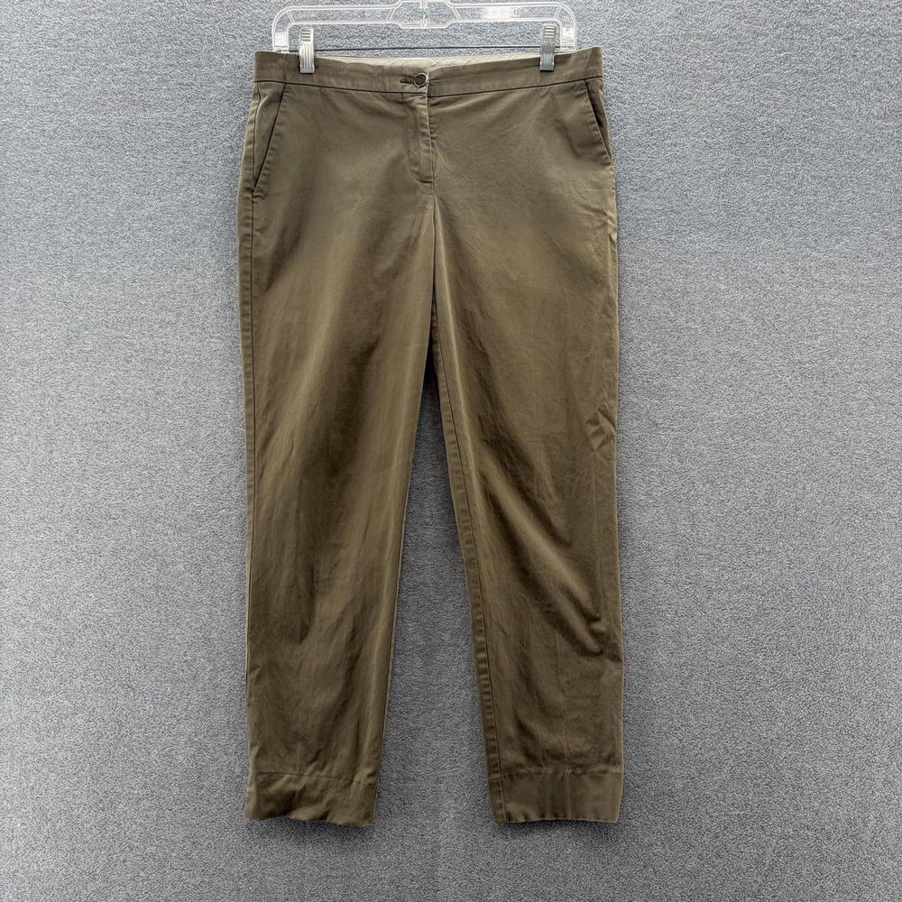 Etro Pants Womens 8 Green Twill Cotton Slim Straight Ankle Chino Casual Italy